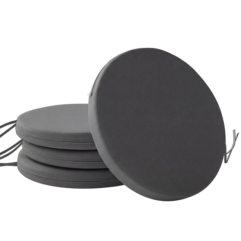 Outdoor Round Seat Cushions Set of 4 for Garden Chairs Fire Retardant Water Resistant Dark Grey Outsunny
