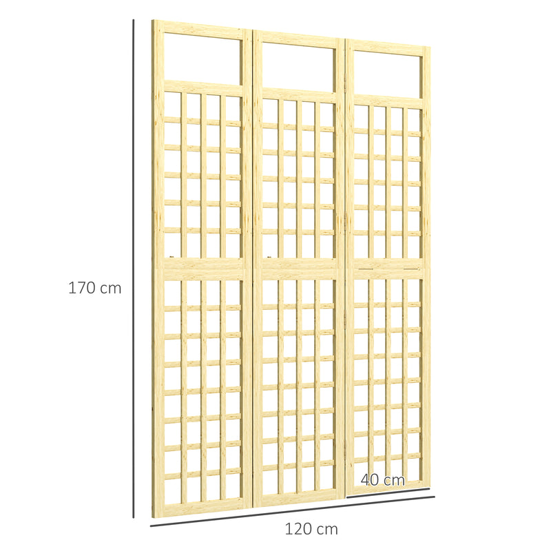 3 Panel Wooden Garden Privacy Screen Foldable Freestanding Outdoor Trellis by Outsunny