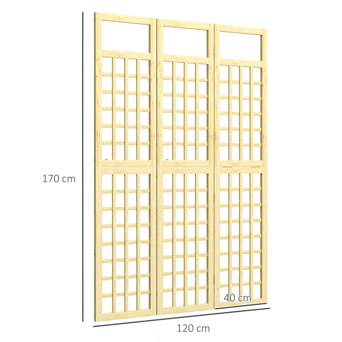 3 Panel Wooden Garden Privacy Screen Foldable Freestanding Outdoor Trellis by Outsunny