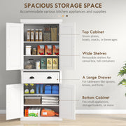 Freestanding Kitchen Storage Cabinet with Drawer and Adjustable Shelves for Organisation White