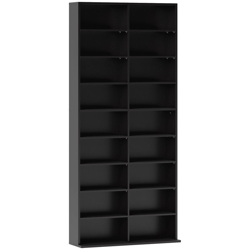 Black CD Storage Tower Holds 640 Discs Space Saving Media Shelf Unit