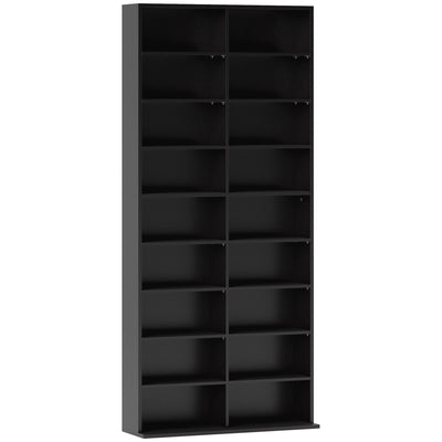 Black CD Storage Tower Holds 640 Discs Space Saving Media Shelf Unit