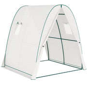 Walk In Tunnel Greenhouse With Screen Windows And Sandbags For Garden Growing White AOSOM
