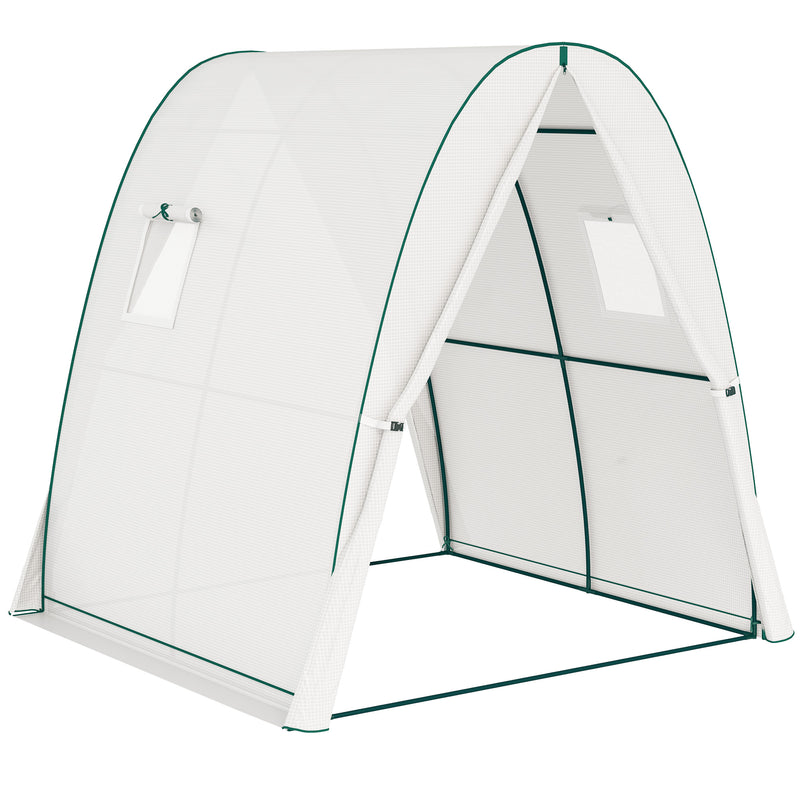 Walk In Tunnel Greenhouse With Screen Windows And Sandbags For Garden Growing White AOSOM