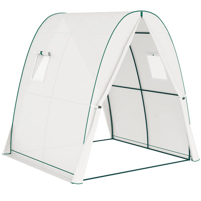 Walk In Tunnel Greenhouse With Screen Windows And Sandbags For Garden Growing White AOSOM