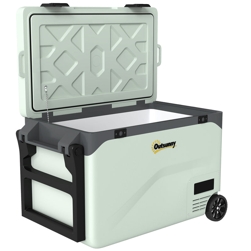 Camping Fridge with Wheels and Bluetooth Control for Fresh Food and Drinks 42.5L Green AOSOM