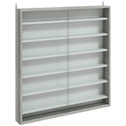 Graphite Wood Effect Display Cabinet with Glass Doors and Six Shelves