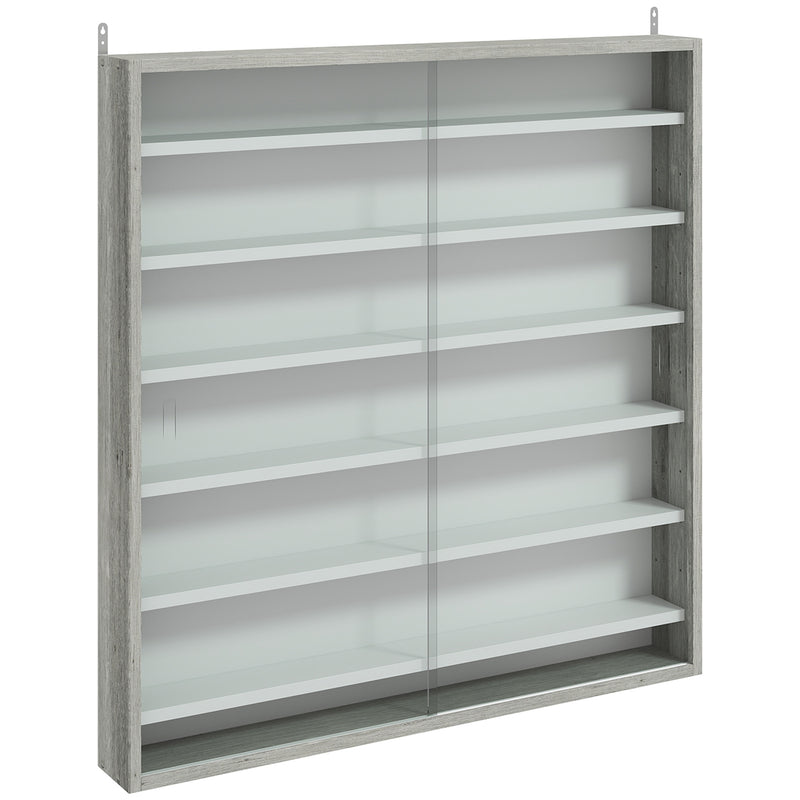 Graphite Wood Effect Display Cabinet with Glass Doors and Six Shelves