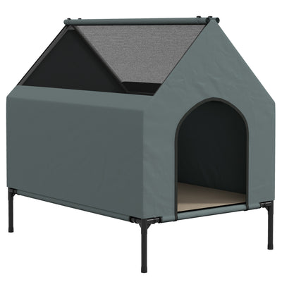Elevated Outdoor Dog Bed with Mesh Windows and Storage for Small Dogs Grey AOSOM