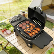 Portable 2 Burner Gas BBQ with Side Tables for Small Gardens and Camping Black Outsunny
