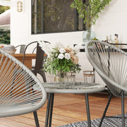 Grey 3 Piece Rattan Bistro Set with Acapulco Chairs and Glass Table for Garden and Patio by Outsunny