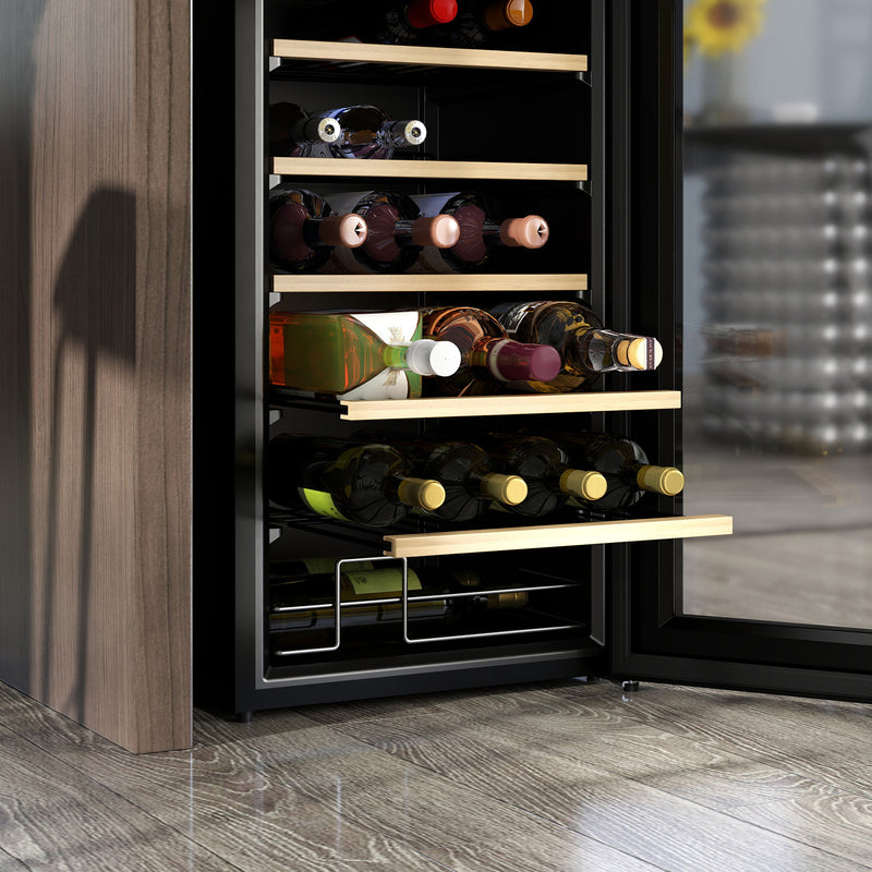 24 Bottle Wine Fridge with Digital Controls and Glass Door for Home Bar Use Black