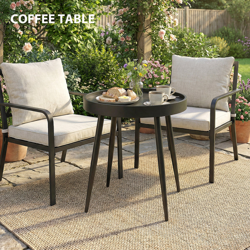 Outdoor Side Table with Weatherproof Top and Stable Frame for Patio or Garden Black Outsunny