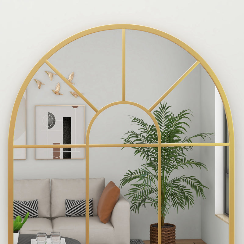 Modern Arched Wall Mirror Gold 91 x 60 cm for Living Room and Bedroom by HOMCOM