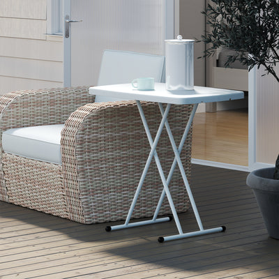 White Folding Outdoor Table Space-Saving and Lightweight by Outsunny