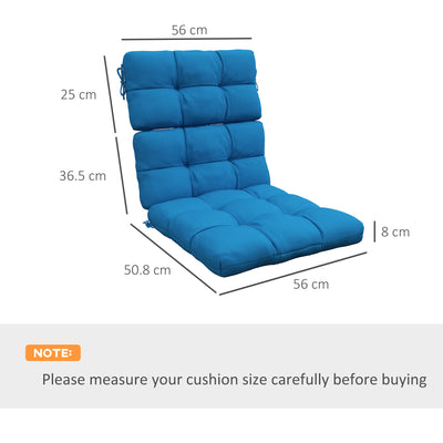 2 Piece Blue Garden Chair Cushion Set with Backrest Support and Ties for Outdoor Seating Outsunny