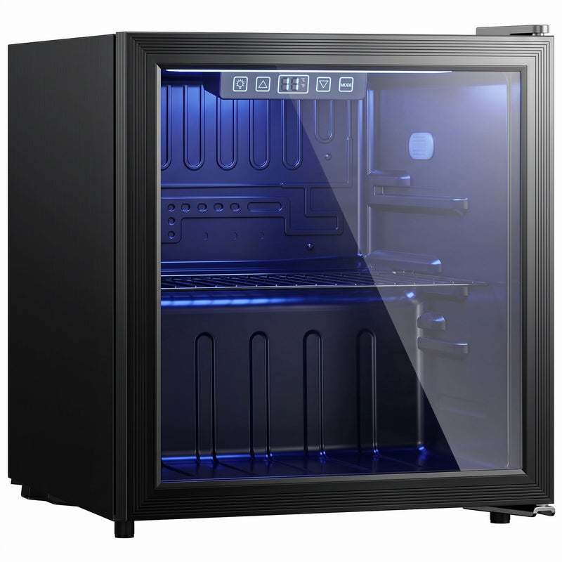 Drinks Fridge for 48 Cans with Adjustable Shelf and UV Glass Door Black