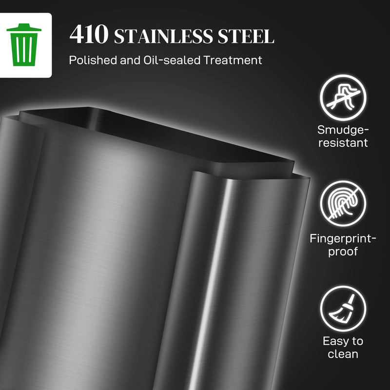 60L Dual Compartment Kitchen Recycling Bin with Deodoriser Holders Stainless Steel, Black