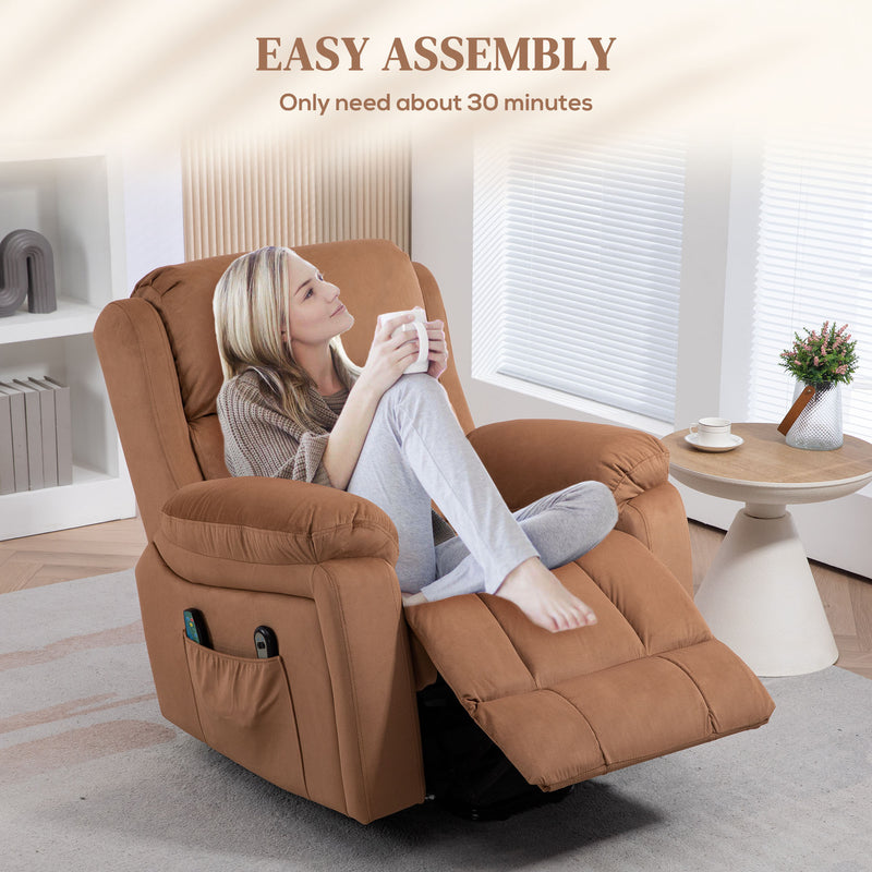 Electric Reclining Lift Chair with Remote and 8 Point Massage Ideal for Elderly Comfort Brown