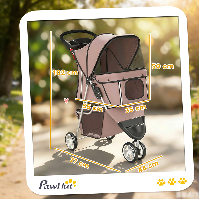 Dog Stroller for Small Dogs with Foldable Frame and Mesh Canopy for Easy Walks Coffee Pawhut