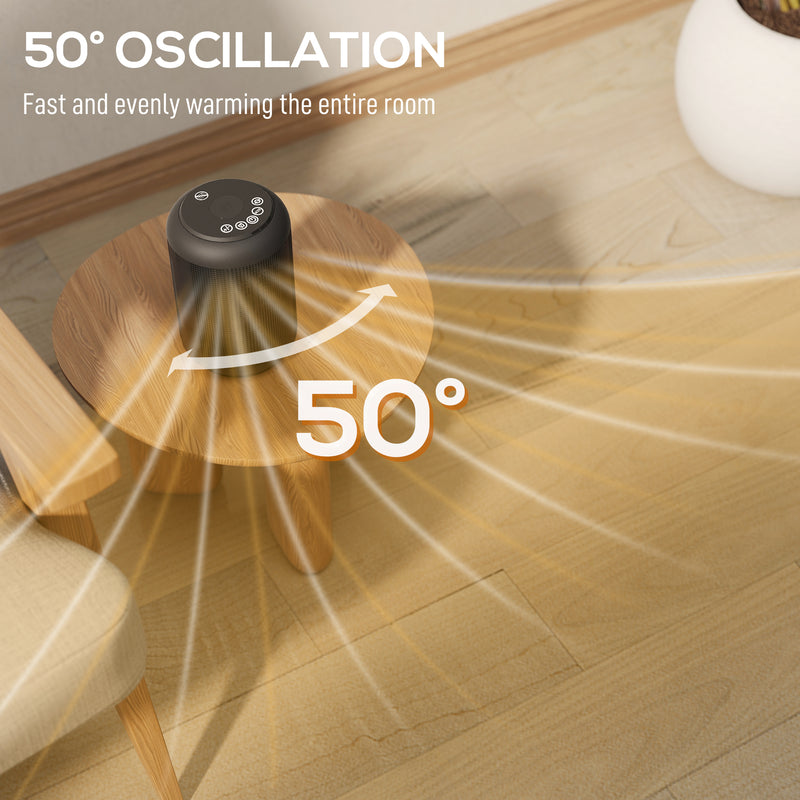 1500W Ceramic Electric Fan Heater with Oscillation and Timer for Home Use Black