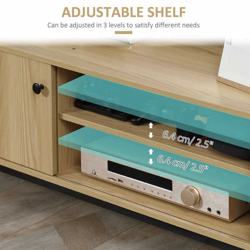 50 Inch TV Stand with Sliding Door Storage Wood Effect by HOMCOM