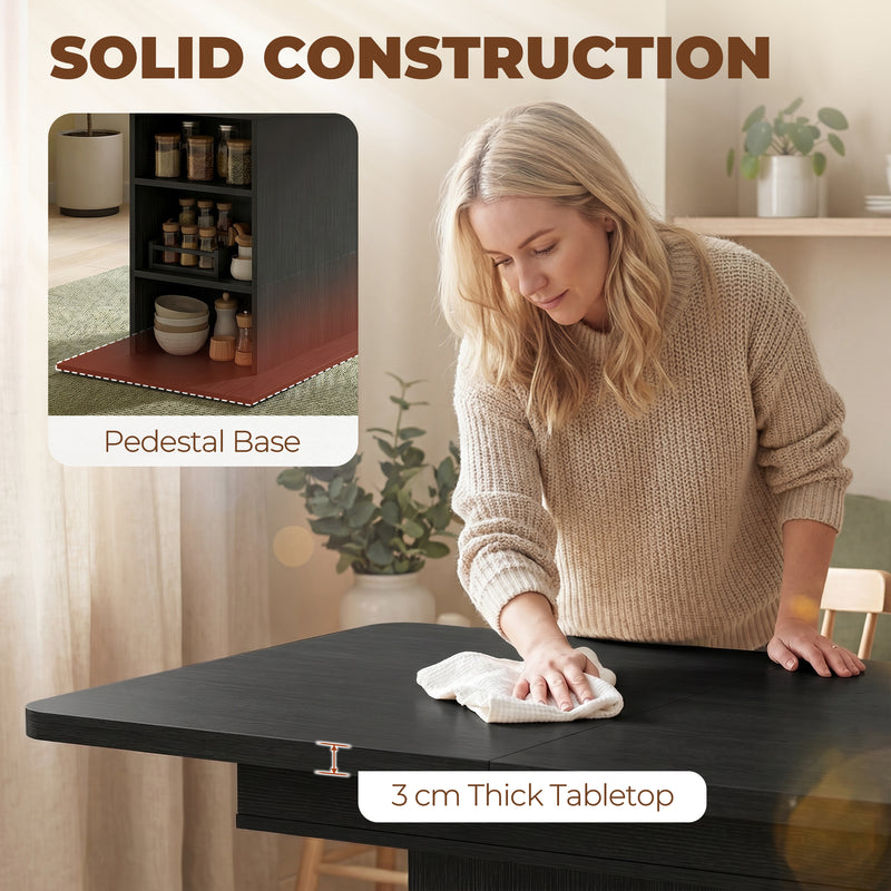 Extending Dining Table With Storage Shelves Seats 4 to 6 People Black