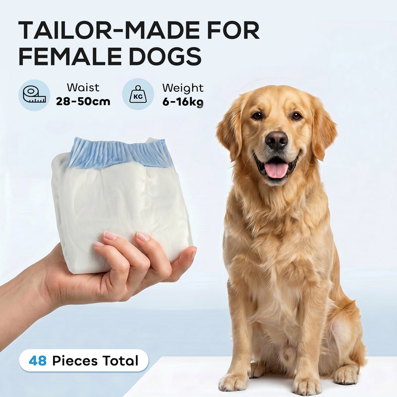 Disposable Dog Nappies for Female Dogs Protects Bedding and Floors White