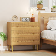 Chest of Drawers with Three Large Storage Drawers and Easy Clean Surface Oak Grain AOSOM