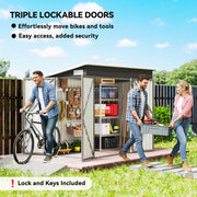 Metal Garden Storage Shed with Secure Lockable Doors for Tools and Bikes Light Grey Outsunny