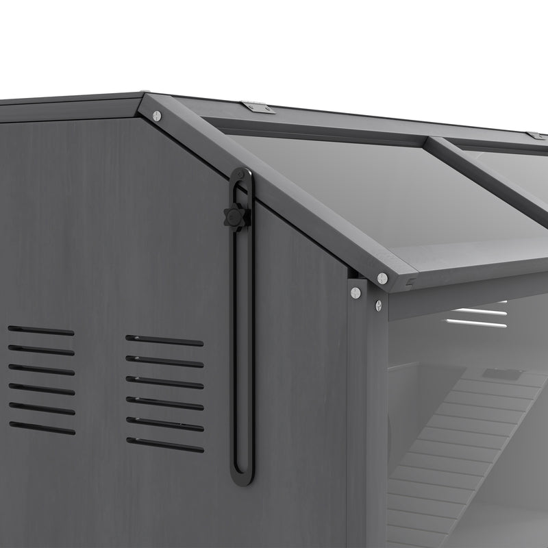 Wooden Hamster and Gerbil Cage with Suspension Bridge and Opening Top, Grey