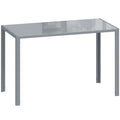 Dining Table for 4 with Easy Clean Glass Top and Steel Frame for Modern Homes Grey AOSOM