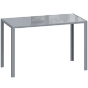Dining Table for 4 with Easy Clean Glass Top and Steel Frame for Modern Homes Grey AOSOM