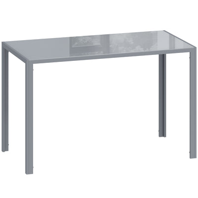 Dining Table for 4 with Easy Clean Glass Top and Steel Frame for Modern Homes Grey AOSOM