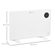 1200W Electric Convector Heater With Thermostat And Timer Freestanding Or Wall Mounted White