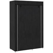 Portable Fabric Wardrobe with Shelves and Hanging Rail Ideal for Bedroom Storage Black