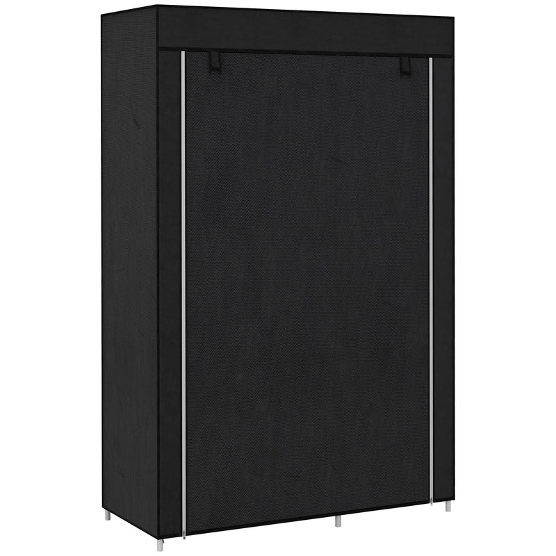 Portable Fabric Wardrobe with Shelves and Hanging Rail Ideal for Bedroom Storage Black