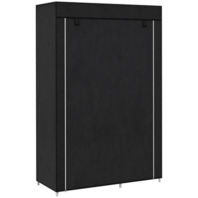 Portable Fabric Wardrobe with Shelves and Hanging Rail Ideal for Bedroom Storage Black