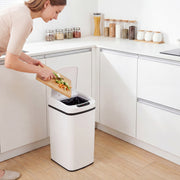 12L Touchless Kitchen Bin with Motion Sensor and Fingerprint Resistant Steel White AOSOM