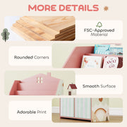 Kids Toy Storage Shelf with Book Display and Drawers for Easy Organisation Pink AOSOM