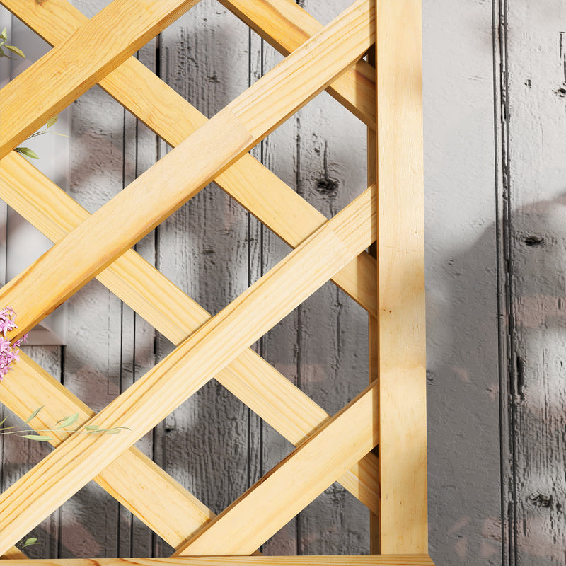 Wooden Garden Planter Box With Trellis And Storage Shelves For Climbing Plants Natural Outsunny