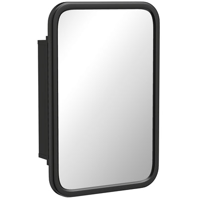 Bathroom Wall Cabinet with Mirror and Shelves for Organised Storage Black AOSOM