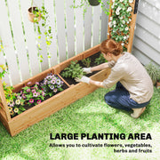 Large Wooden Garden Planter With Trellis Ideal for Climbing Plants Fir Wood Brown Outsunny