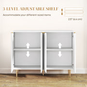 White Sideboard Buffet Cabinet with Adjustable Shelves and Gold Metal Legs for Kitchen or Hallway by HOMCOM