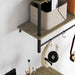 Grey Wall Mounted Floating Shelf With 4 Hooks for Living Room or Entryway by HOMCOM
