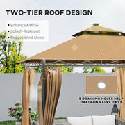 3 x 3 m Brown Metal Gazebo With Solar LED Lighting by Outsunny