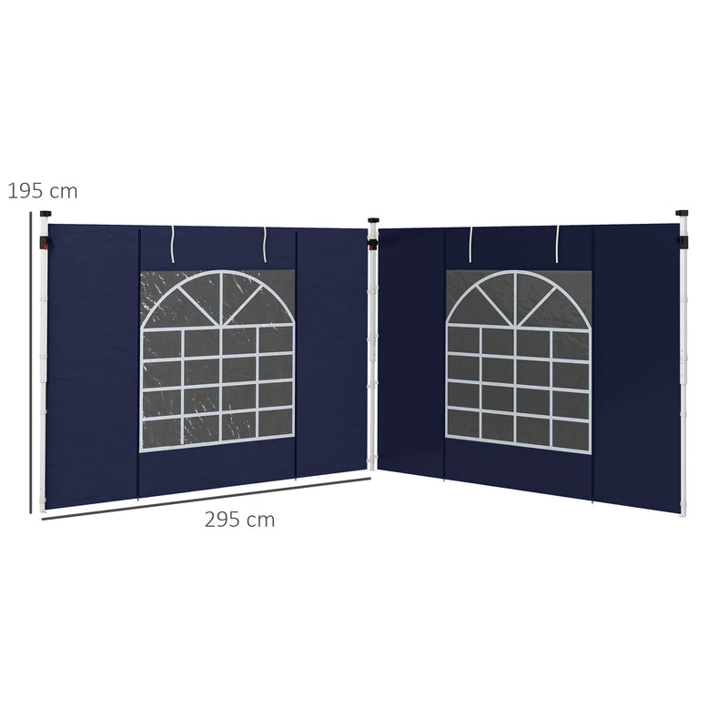 Set of Two Blue Replacement Gazebo Side Walls 195 x 295cm by Outsunny