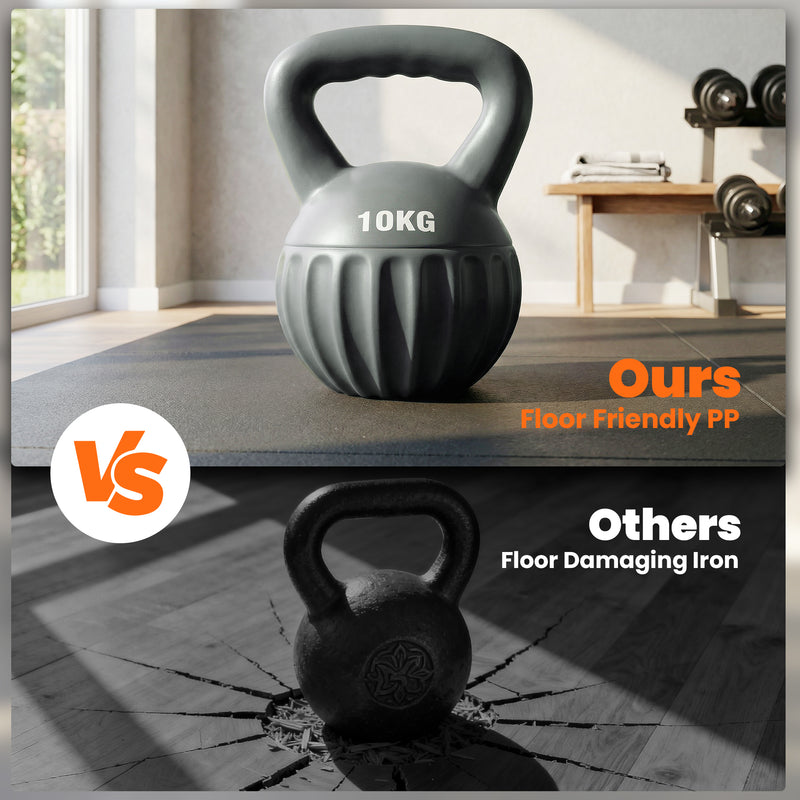 Kettlebell 10 kg for Safe Home Strength Training with Stable Base Grey AOSOM
