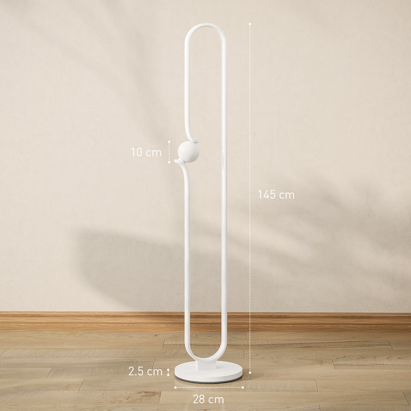 White Dimmable LED Floor Lamp with Glass Night Light and Foot Switch by HOMCOM