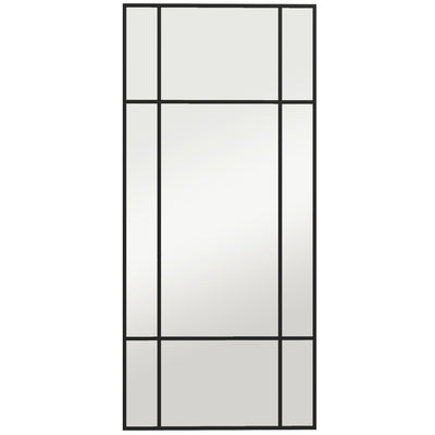 Decorative Grid Wall Mirror With Hanging Hooks Ideal For Hallway Or Living Room Black AOSOM